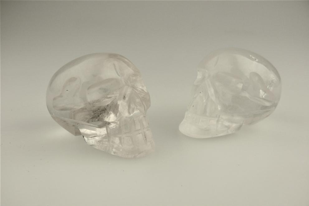 Bergkristal schedel, menselijke schedel