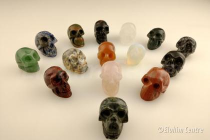 Traveler menselijke schedels van diverse edelsteen
